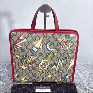 Gucci Beige and Red Cosmic Print Tote